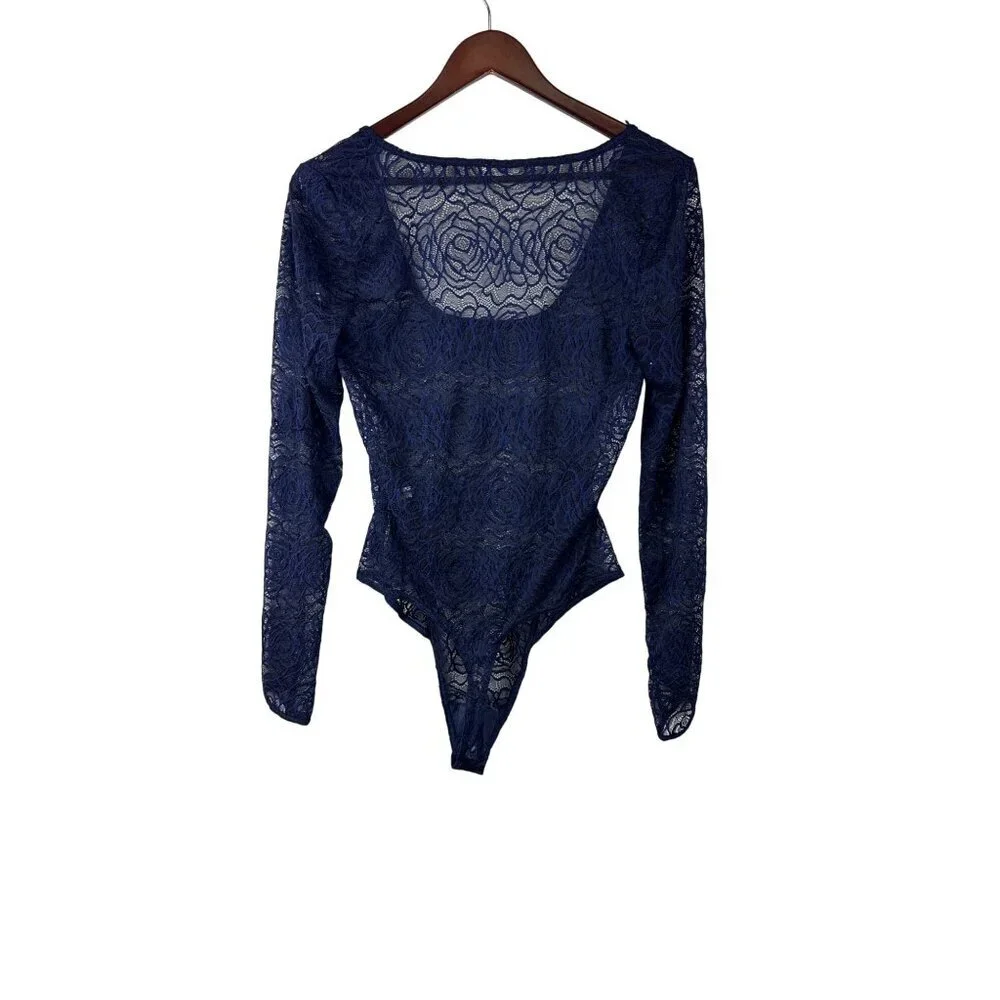 Intimately Free People In My Head Women's Bodysuit Thong Long Sleeve Blue Medium